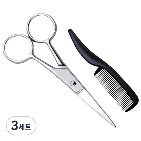 로얄 2종 콧수염가위 + 빗 세트, 3개