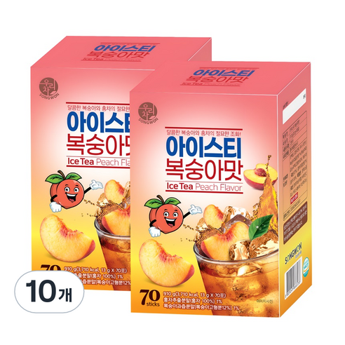 우리차 아이스티 복숭아 분말, 13g, 70개입, 10개