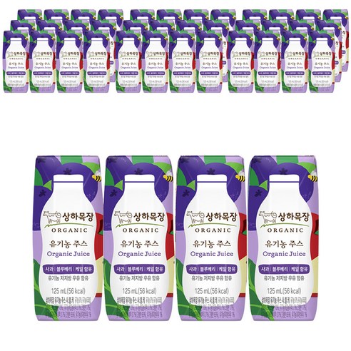 상하목장 유기농 주스 사과블루베리케일, 24개, 125ml