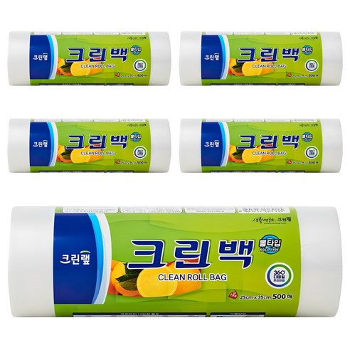 크린랲 크린 롤백 중 25cm x 35cm, 중(M), 500개입, 5개