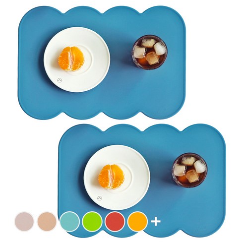 에이드엘 슬림 코튼 실리콘 테이블매트 2p, 파우더블루, 388 x 267 x 1.8 mm, 2개