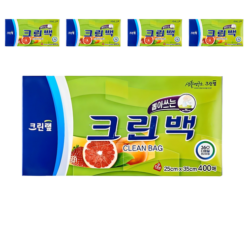 크린랲 크린백 중 25cm x 35cm, 중(M), 400개입, 5개