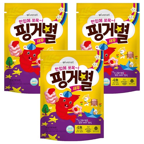 아이배냇 아동용 핑거별 쌀과자, 새우맛, 3개