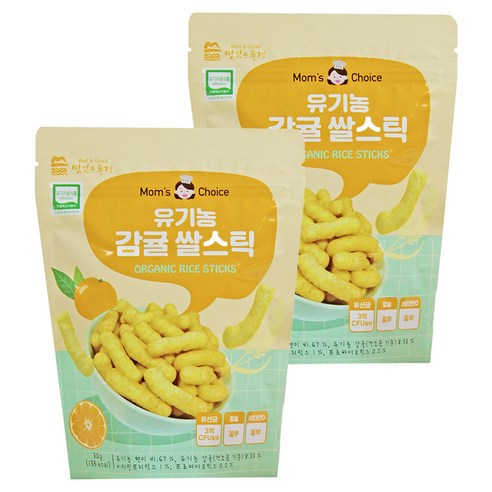 맛있는풍경 유기농 쌀스틱, 감귤, 30g, 2개