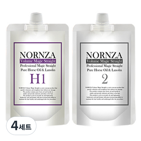 노른자 볼륨매직 스트레이트 파마약 H1 일반모 1제 200g + 2제 200g 세트, 4개, 400g