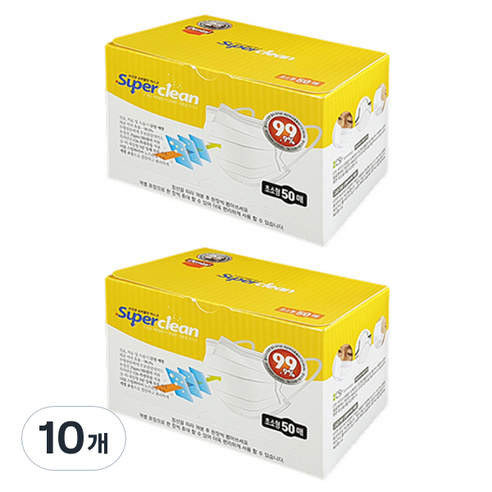 3Q 2022 슈퍼클린 덴탈마스크 초소형, 50개입, 10개, 흰색