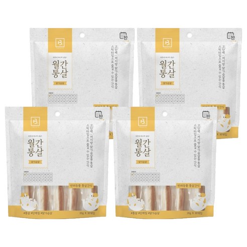 브리더랩 반려동물 월간통살 스틱타입 간식, 닭가슴살, 600g, 4개