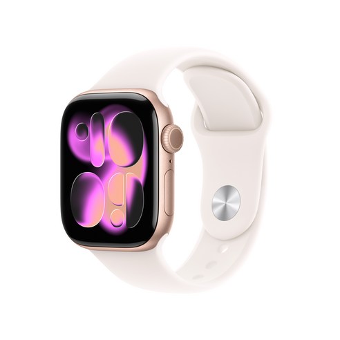 Apple 2025 애플워치 시리즈 11, 로즈 골드, 42mm, GPS+Cellular, 알루미늄,로즈 골드/라이트 블러시 스포츠 밴드, M/L