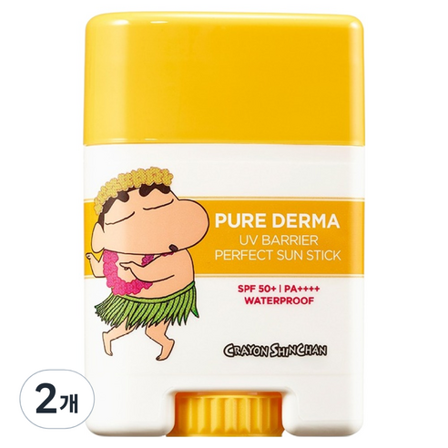 온더바디 퓨어더마 유브이 배리어 퍼펙트 선스틱 짱구 SPF50+ PA++++, 19g, 2개