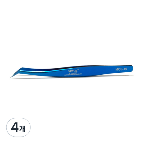 비투스 속눈썹 핀셋 MCS-19, 블루, 4개