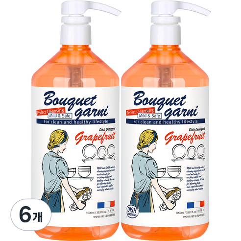 부케가르니 에코 1종 주방세제 자몽향, 1000ml, 6개