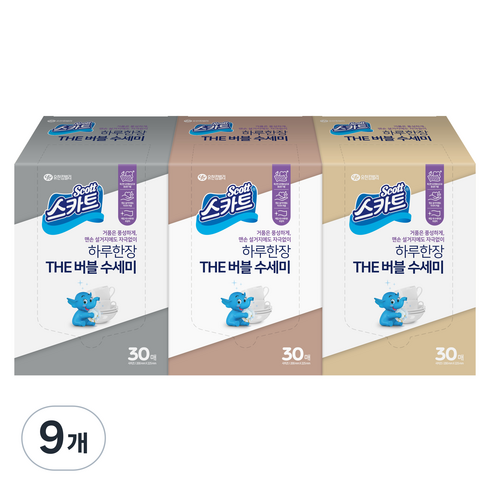 스카트 THE 버블 수세미 접힌형 30p, 혼합색상, 9개