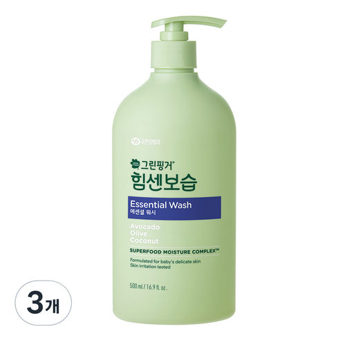 그린핑거 유아용 힘센보습 에센셜 워시 마일드오렌지, 500ml, 3개