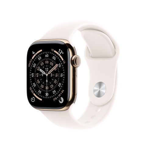Apple 2025 애플워치 시리즈 11, 골드, 42mm, GPS+Cellular, 티타늄,골드/라이트 블러시 스포츠 밴드, M/L