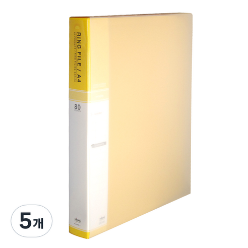 위즈오피스 PP 컬러 링 파일 80매, 옐로우, 5개