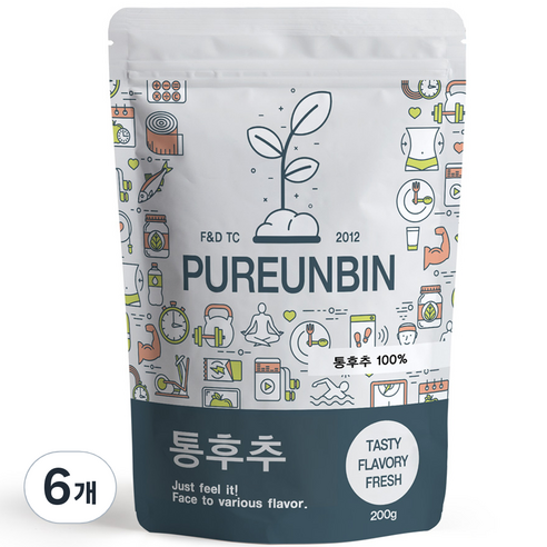 푸른빈 통흑후추, 200g, 6개