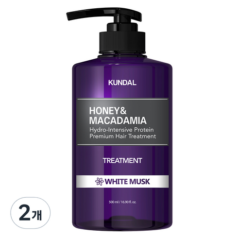 쿤달 허니 앤 마카다미아 헤어 트리트먼트 화이트머스크향, 500ml, 2개