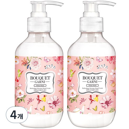 부케가르니 리프레싱 모이스처 핸드크림 화이트머스크, 290ml, 4개