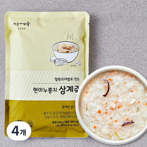 서울마님죽 현미누룽지삼계죽, 500g, 4개