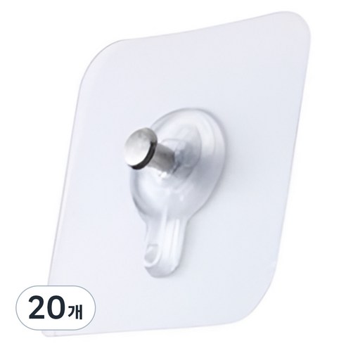 리빙홈디테일 무타공 접착식 액자 시계 걸이, 투명, 20개