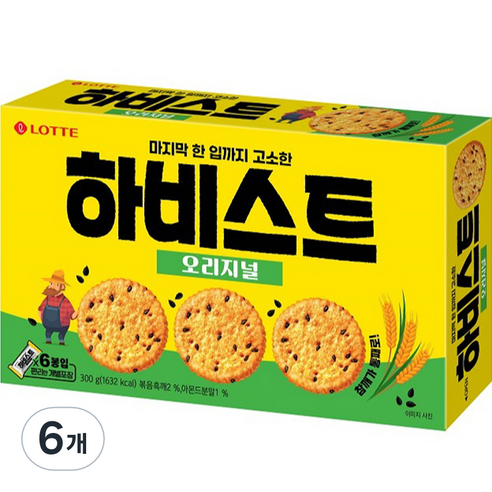 롯데웰푸드 하비스트 오리지널, 300g, 6개