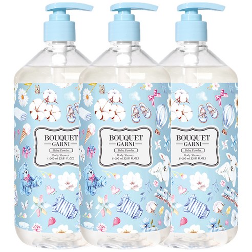 부케가르니 바디워시 베이비파우더, 1000ml, 3개