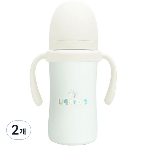 유비맘 시그니처 스테인리스 유아 빨대컵 220ml, 2개, 구름