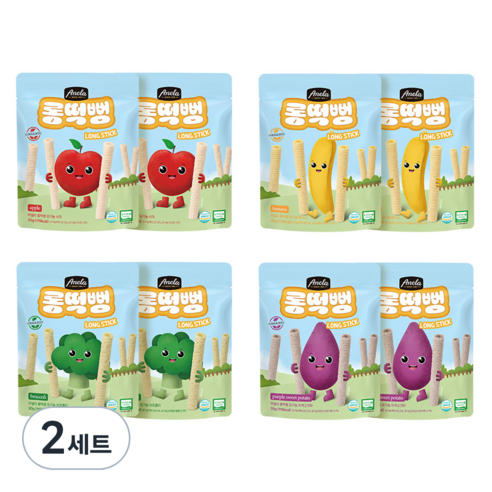아넬라 유기농 롱떡뻥 롱스틱 4종 x 2p 세트, 2세트