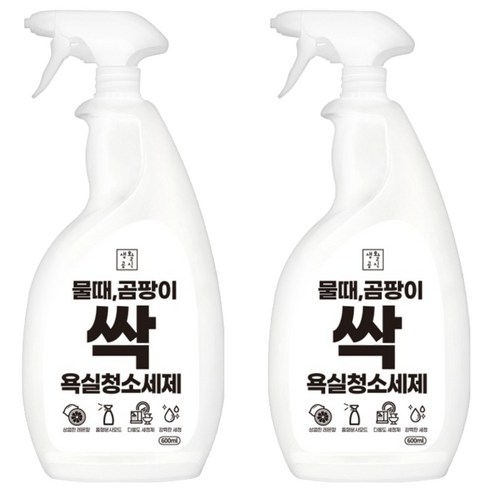 생활공식 물때 곰팡이 싹 욕실청소세제, 2개, 600ml