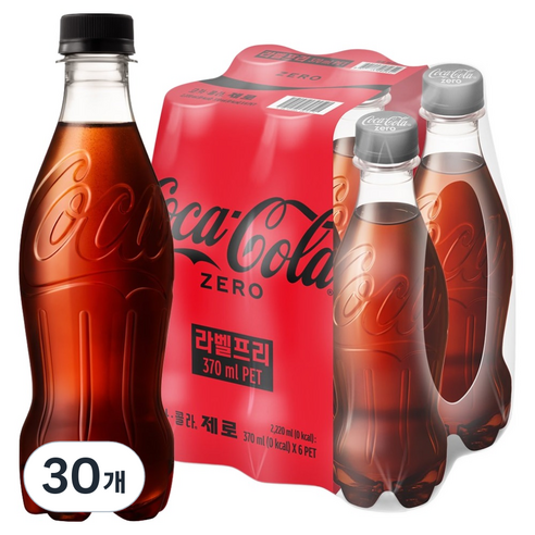 코카콜라 제로 무라벨, 370ml, 30개