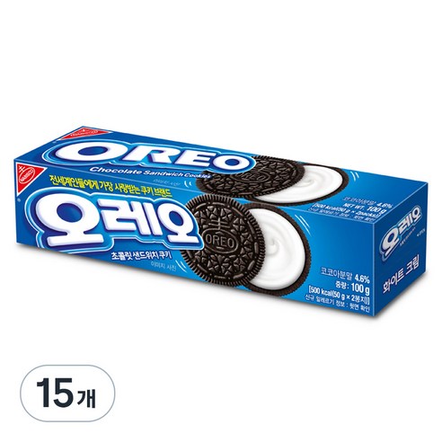 오레오 화이트 크림, 100g, 15개