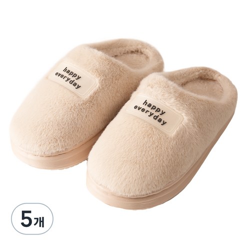 스톤콜드 층간 소음 털 슬리퍼, 5개, 크림화이트