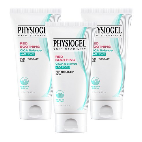 피지오겔 레드 수딩 시카밸런스 AC 폼클렌저, 120ml, 3개