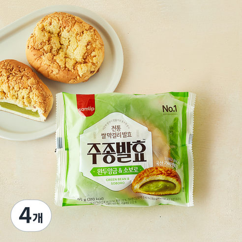 삼립 408시간 주종발효 완두앙금 소보루, 95g, 4개, 1개입