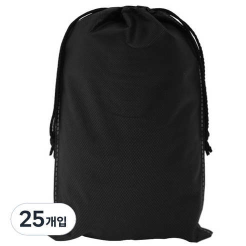 봄91 SYP 블랙 끈조리개 부직포 주머니 30 x 40 cm, 25개입
