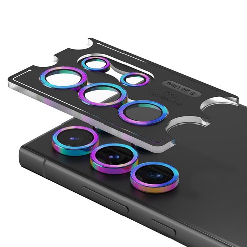 모란카노 메탈 링 카메라 렌즈 강화유리 세트 오로라, 1세트, 갤럭시S24 울트라...