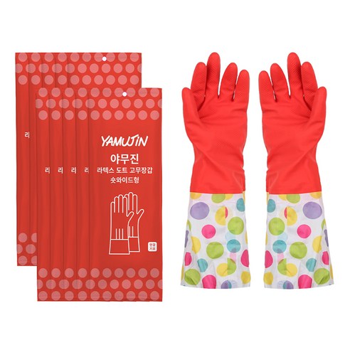 야무진 라텍스 기모 숏와이드형 고무장갑 양손 세트, 대(L), 10세트