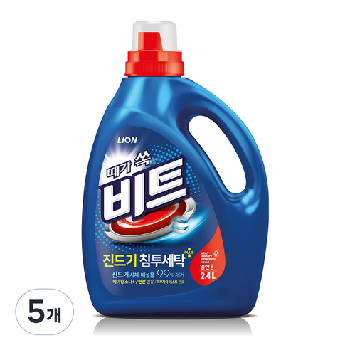 비트  비트 일반용 액체세제 본품, 2.4L, 5개