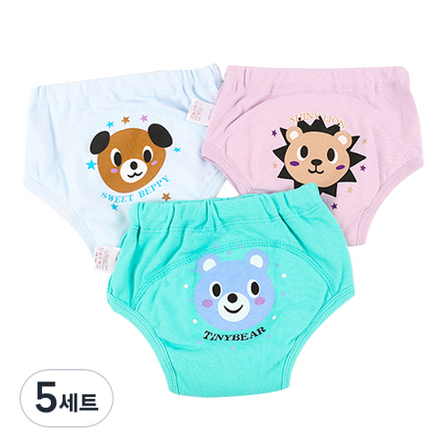 피치애플 유아 방수 배변훈련팬티 3종 세트, 혼합색상, 5세트