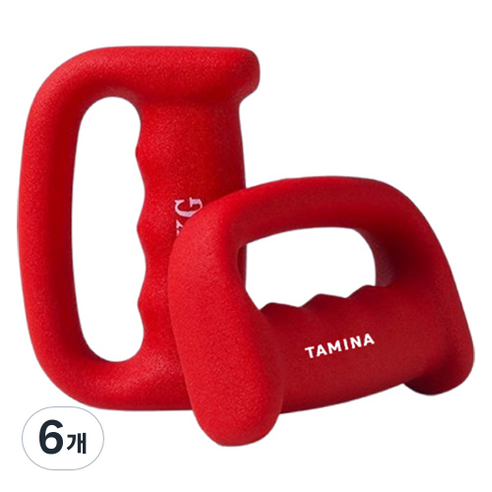 타미나스포츠 프리미엄 그립형 아령 덤벨 레드, 6개, 1kg