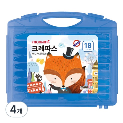 모나미 모니주 크레파스 블루, 18색, 4개