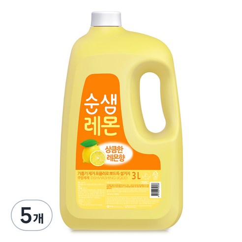 순샘 레몬 주방세제, 5개, 3L