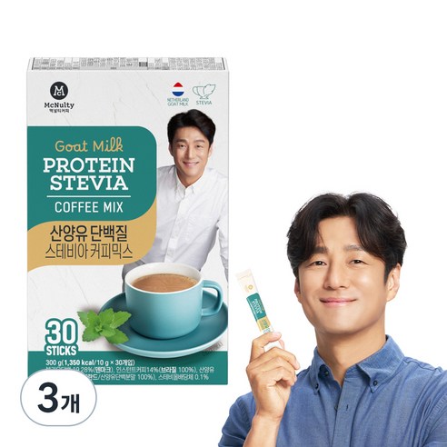 맥널티커피 산양유 단백질 스테비아 커피믹스, 10g, 30개입, 3개