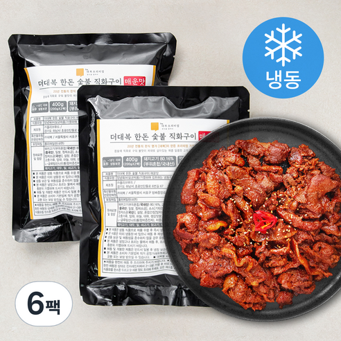 더대복 한돈 숯불 직화구이 매운맛 (냉동), 6팩, 200g