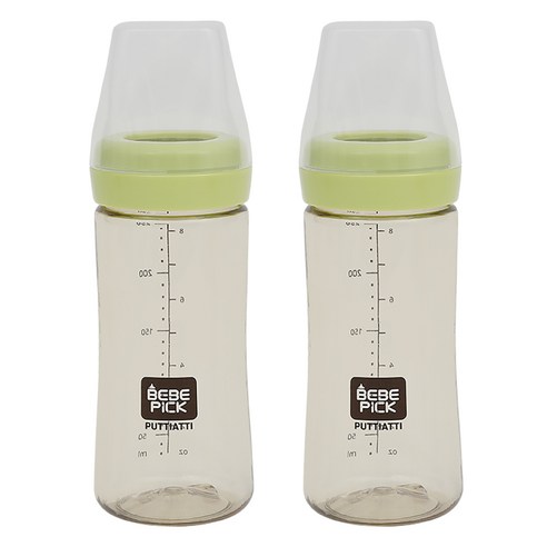 베베픽 PPSU 젖병 250ml 트윈팩, 그린, 노꼭지, 2개