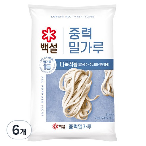 백설 중력 밀가루, 3kg, 6개