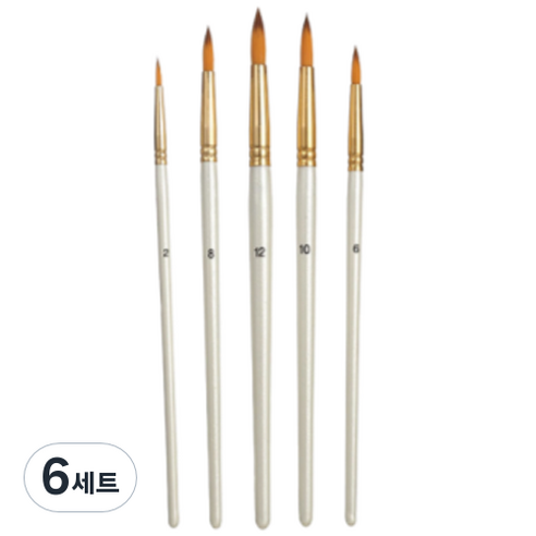아베른 아티스트 수채 유화 붓 세트 A, 2, 6, 8, 10, 12호, 6세트