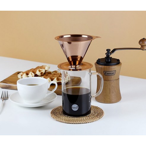 티타늄 코팅 이중망 커피필터 드리퍼로 풍부한 커피 경험