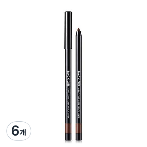 토니모리 백젤 미라클핏 수퍼프루프 펜슬라이너 0.5g, 01 트루블랙, 6개