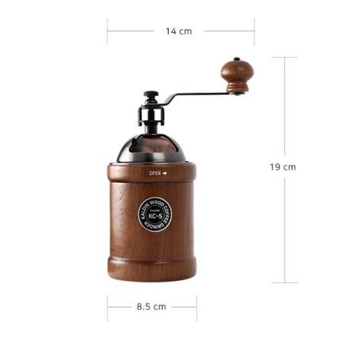 집에서 프리미엄 커피를 즐기기 위한 칼딘 원목 세라믹 핸드밀 KC-5 돔형